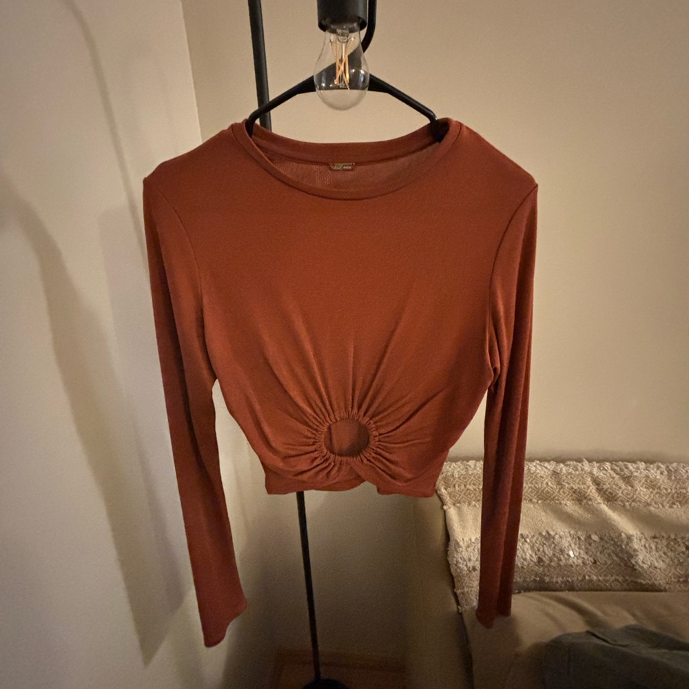 Cult Gaia orange long sleeve crop